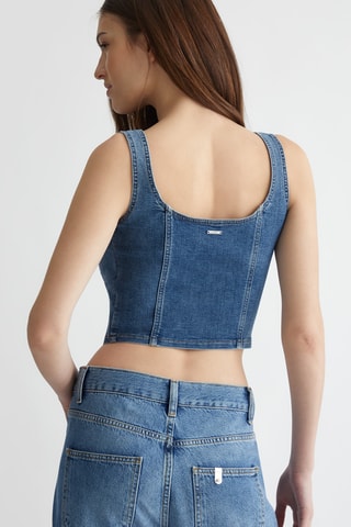 Crop top en jean - Bleu