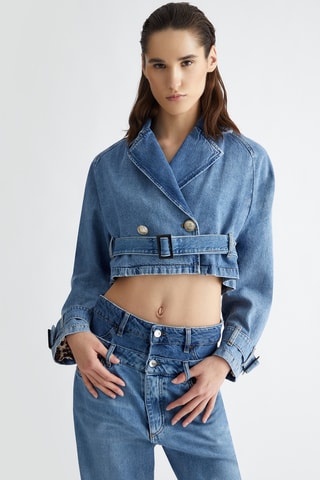 Veste courte en jean - Bleu