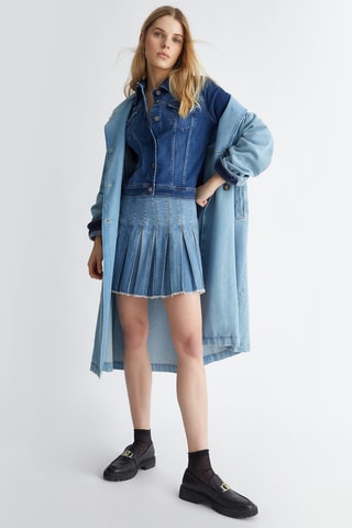 Jupe plissée en jean - Bleu