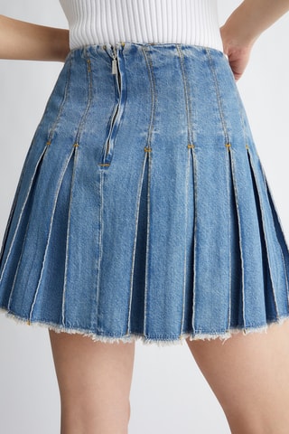 Jupe plissée en jean - Bleu