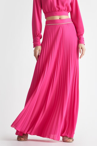 Jupe plissée taille haute - Rose