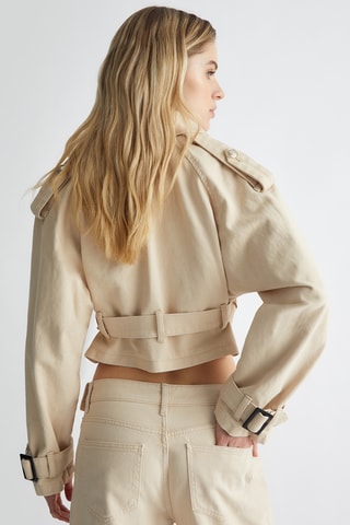 Veste courte en jean - Écru