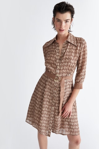 Robe chemise en soie - Marron