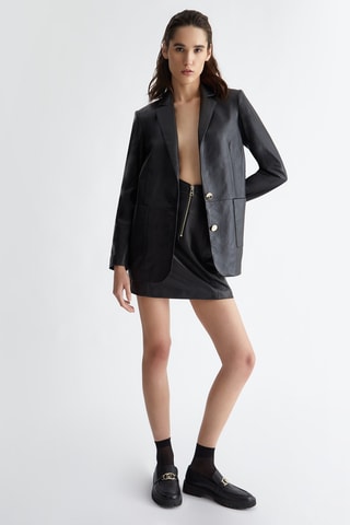 Minijupe en cuir d’agneau taille haute - Noir