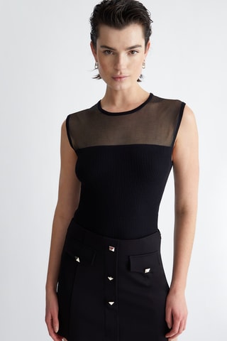 Top bi-matière - Noir