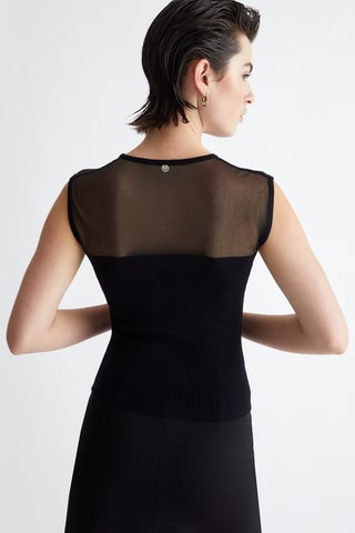 Top bi-matière - Noir
