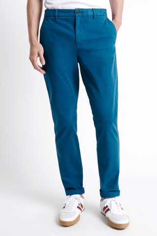 Pantaloni slim in cotone bio - Petrolio