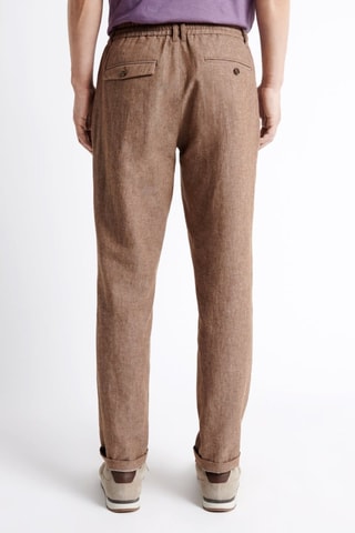 Pantaloni in lino - Marrone melange