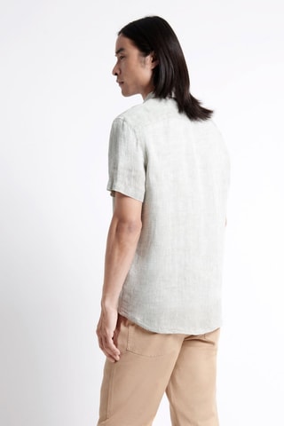 Camicia slim in lino - Verde lichene