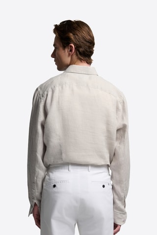 Camicia slim in lino - Beige