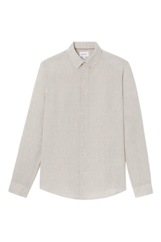 Camicia slim in lino - Beige