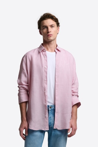 Camicia slim in lino - Rosa antico