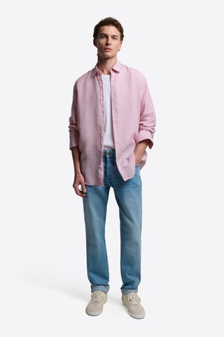 Camicia slim in lino - Rosa antico