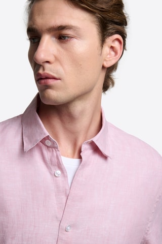 Camicia slim in lino - Rosa antico