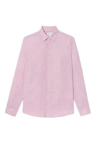 Camicia slim in lino - Rosa antico