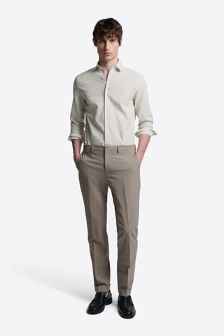 Camicia slim in lino - Beige