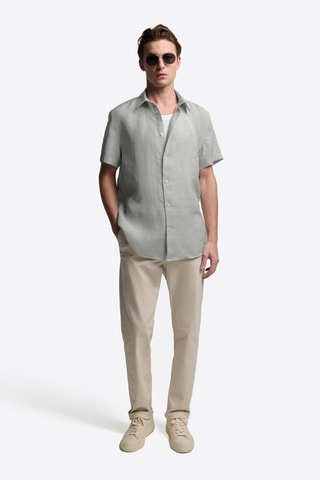Camicia slim in lino - Verde