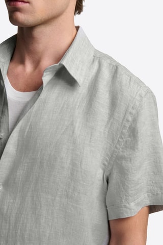Camicia slim in lino - Verde