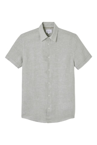 Camicia slim in lino - Verde