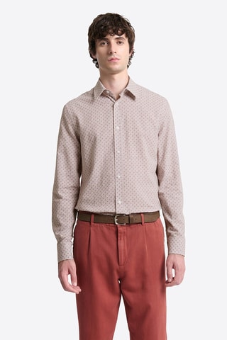 Camicia slim - Bianco e arancione scuro