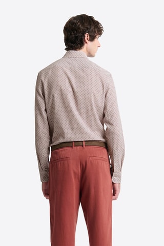 Camicia slim - Bianco e arancione scuro