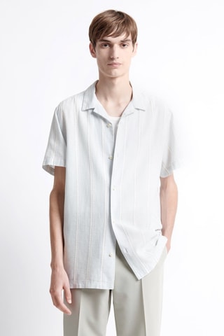Camicia regular in lino - Azzurro