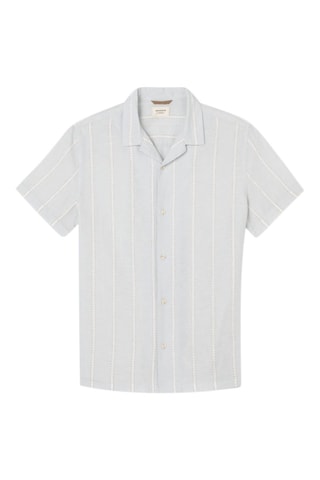 Camicia regular in lino - Azzurro