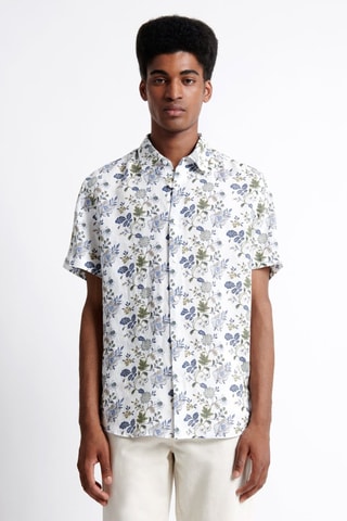 Camicia slim in lino - Bianco