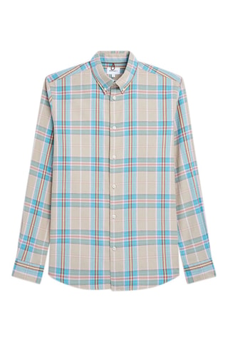 Camicia slim - Beige e turchese