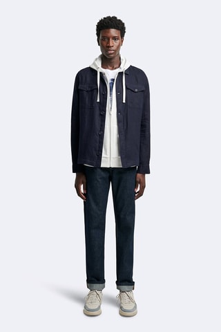 Sovracamicia regular in lino - Navy