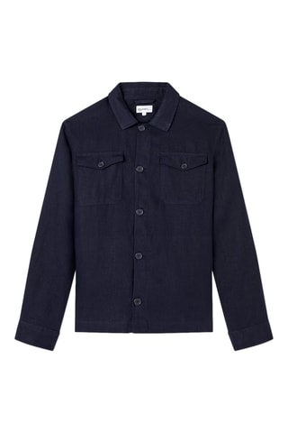 Sovracamicia regular in lino - Navy