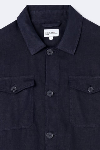 Sovracamicia regular in lino - Navy