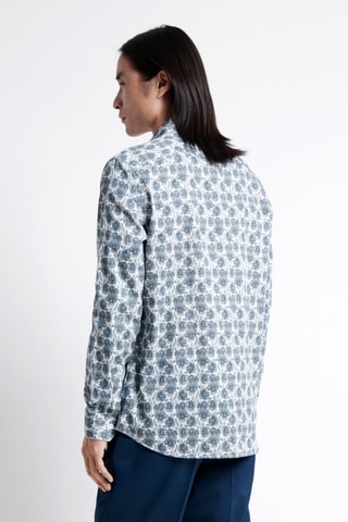 Camicia slim - Petrolio e bianco