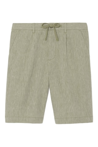 Shorts slim in lino - Verde acqua