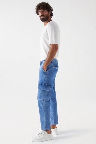Jean tapered cargo - Bleu