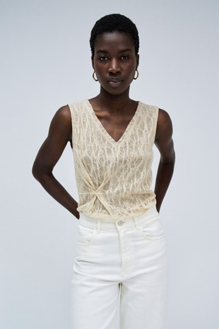 Top slim fit sin mangas - Beige