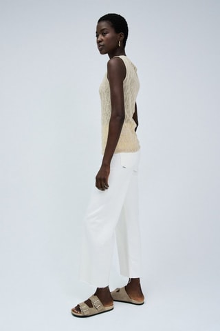 Top slim fit sin mangas - Beige