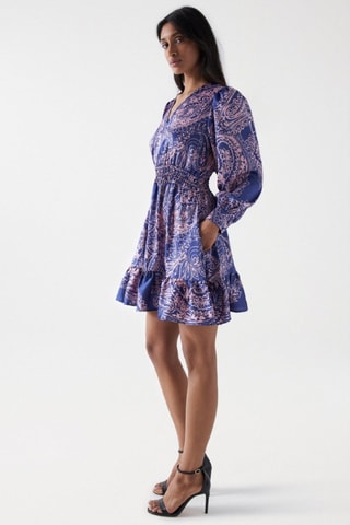 Robe volantée - Bleu et rose