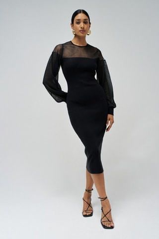 Vestido midi regular fit - Negro