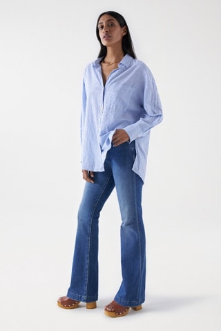 Camisa regular fit - Blanco y azul