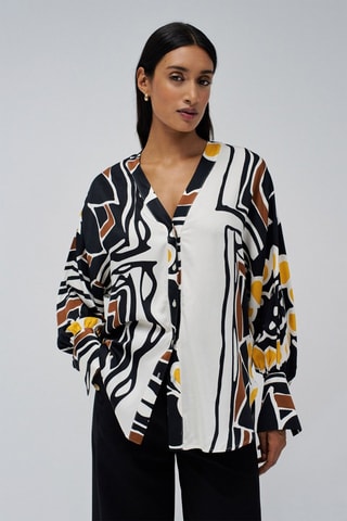 Camisa relaxed fit - Blanco y negro