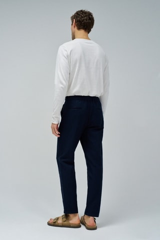 Pantalón regular fit de lino - Azul marino