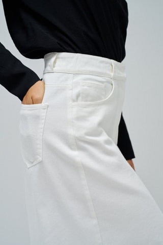 Falda larga de talle alto - Blanco