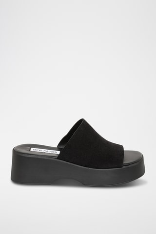 Nubuck Muiltjes met Sleehak Slinky - Zwart