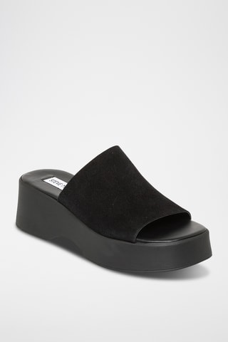 Nubuck Muiltjes met Sleehak Slinky - Zwart
