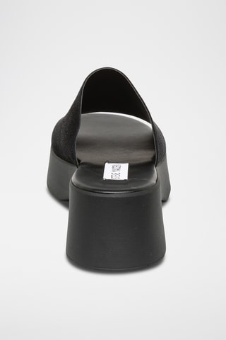 Nubuck Muiltjes met Sleehak Slinky - Zwart