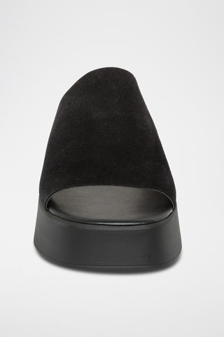 Nubuck Muiltjes met Sleehak Slinky - Zwart