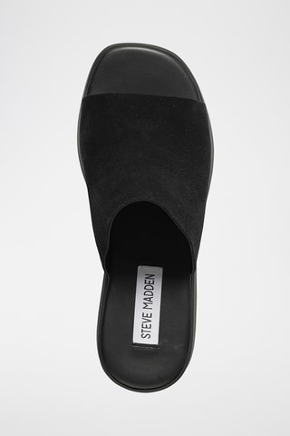 Nubuck Muiltjes met Sleehak Slinky - Zwart