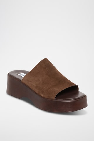 Nubuck Muiltjes met Sleehak Slinky - Bruin