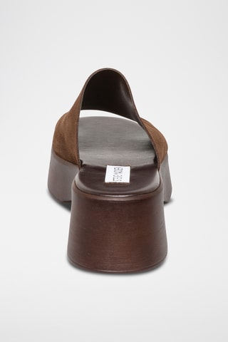 Nubuck Muiltjes met Sleehak Slinky - Bruin
